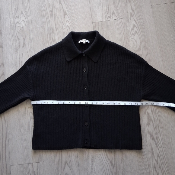 Reformation Frida Rib Knit Recycled Cashmere Collared Cardigan Black S - Picture 12 of 15